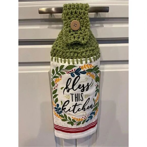 Crochet Top Kitchen Towel- Bless this Kitchen - Picture 3 of 3